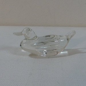Vintage Clear Glass Miniature Duck Figurine