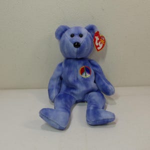 Peace Symbol Bear ~ Ty Beanie Babies Plush USA exclusive Bear #4599 ~ vintage Collectible Stuffed Animal Toy with Tags