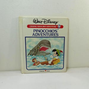 Pinokio&#39;s Adventures ~ Walt Disney Choose Your Own Adventure (Bantam Books, 1985) - rocznikowa książka dla dzieci w twardej oprawie z lat 80.