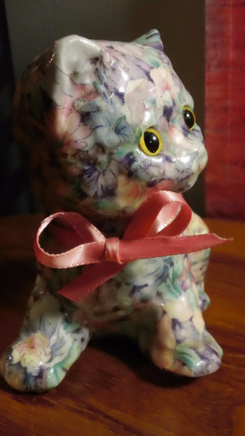 Vintage Decoupageglazed Floral Print Fabric Decorative Folk Etsy