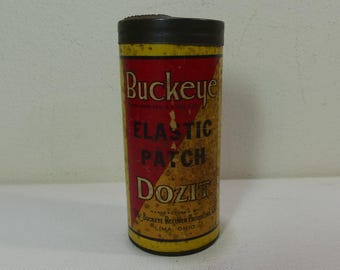 Buckeye エラスティック パッチ Dozit タイヤ修理キット キャニスター ~ ヴィンテージ 20 年代/30 年代 Buckeye Reliner Producing Co. 広告