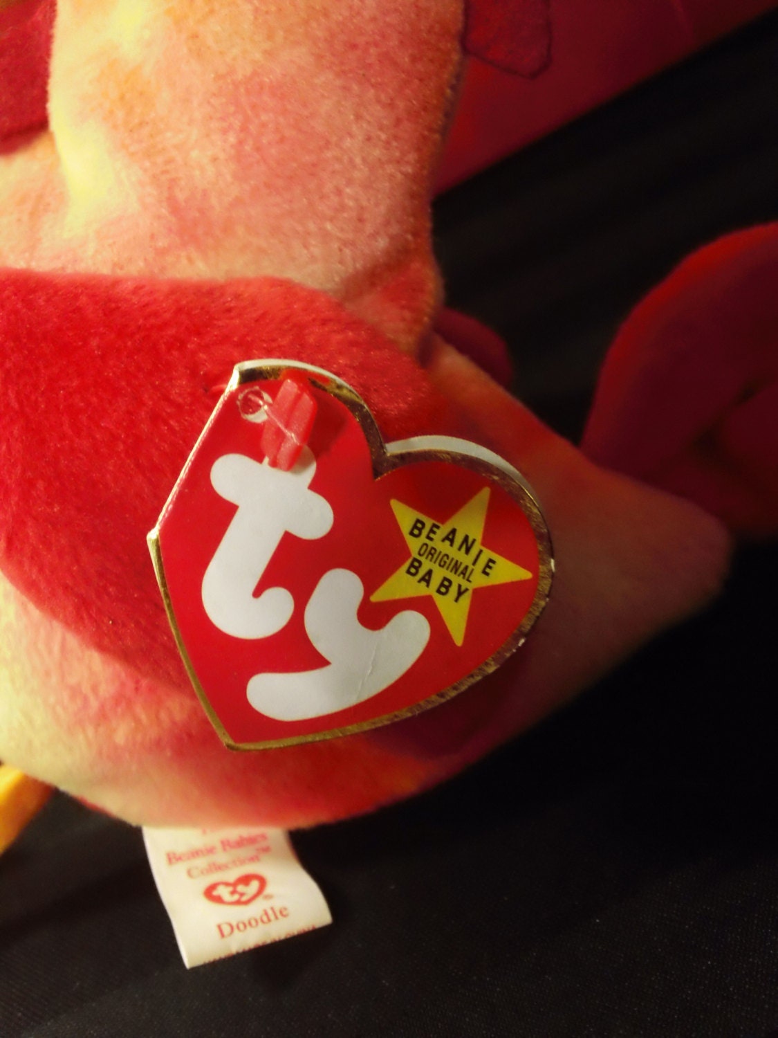 Doodle Ty Beanie Babies Plush Tie dye Rooster Vintage Collectible