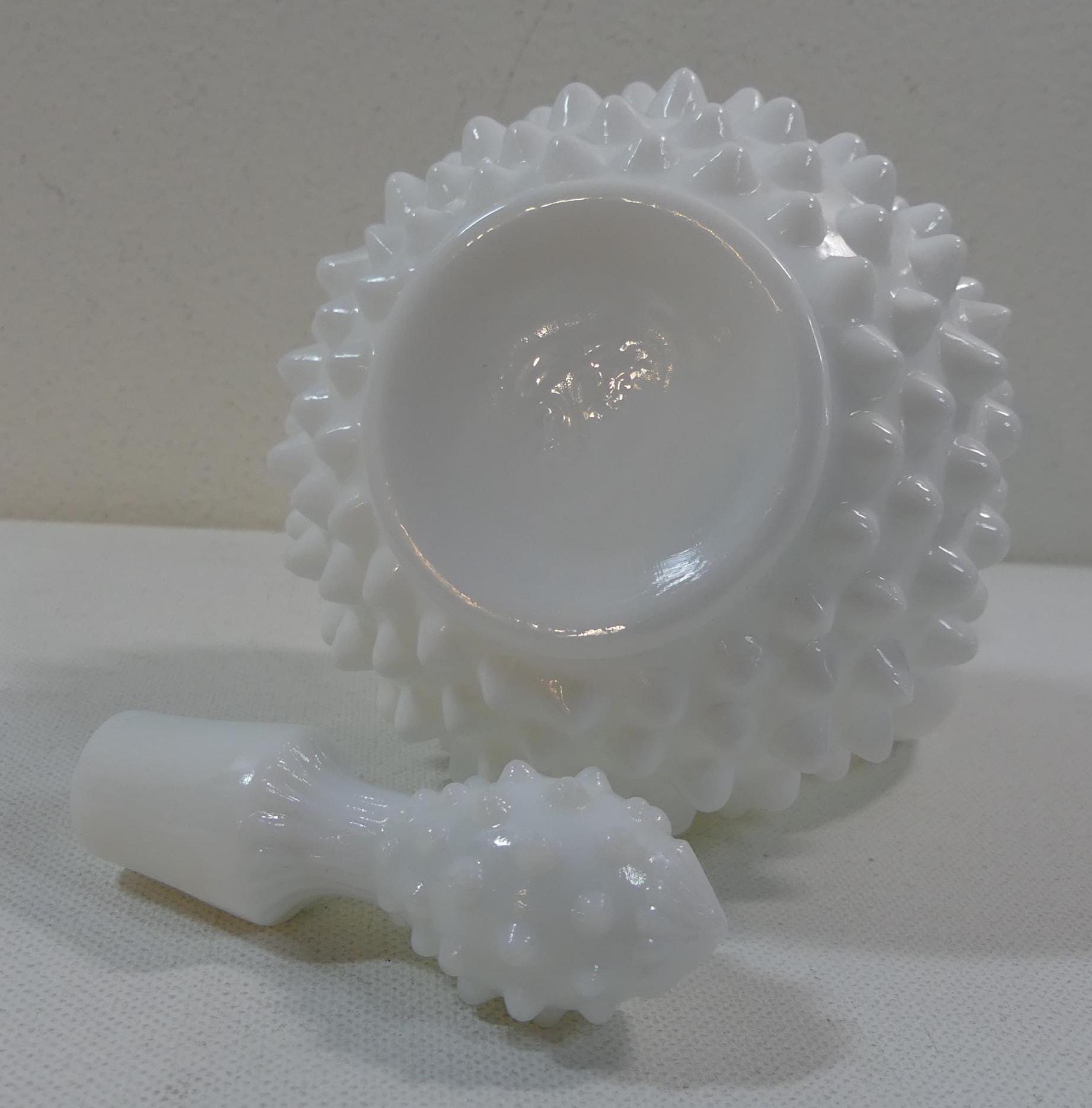 Vintage Fenton White Hobnail Pattern Milk Glass Handled Cruet With ...