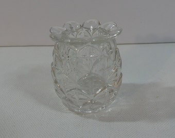 Vintage Crystal Clear Glass Pineapple shaped Taper Candle or Toothpick Holder