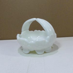 Westmoreland Pansy pattern Milk Glass Basket Candy Dish