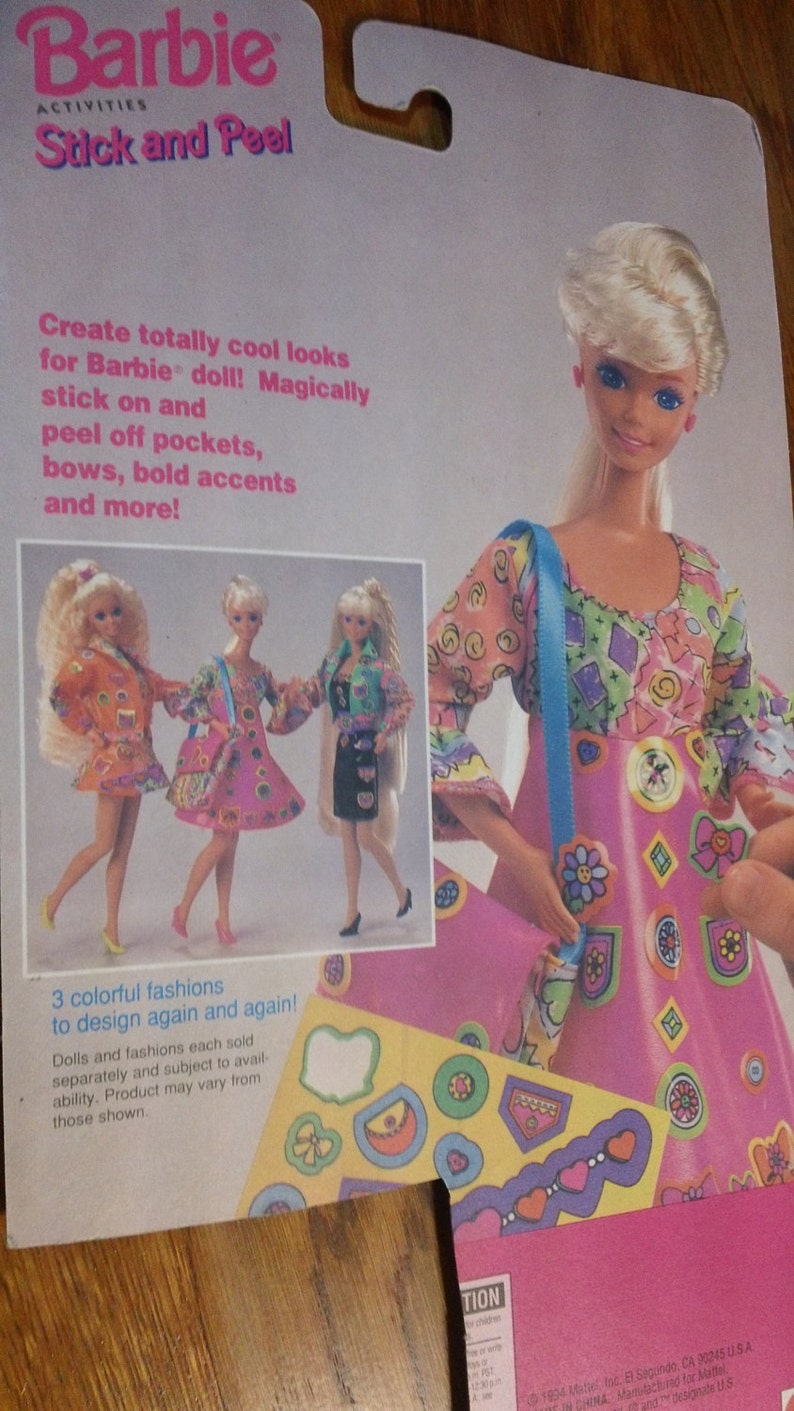 Barbie Activities Stick and Peel Fashions Vintage 1994 Mattel Etsy
