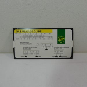 Cuadro de diapositivas con guía de consumo de combustible de BP Oil Gas de los años 90