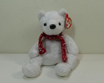 ビンテージ、テディーベアー HOLIDAY IN NEW YORK 2000 Ty Beanie Baby “2000 Holiday Teddy” the White Holiday Bear Wearing