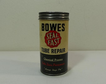 Bowes Seal Fast Tube Repair Kit キャニスター（内容物の一部付き）～ 30 年代/40 年代のビンテージ広告
