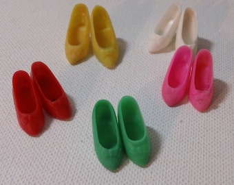 Vintage Barbie or Clone Bow High Heels ~ 11-1/2" Curved Foot Fashion Doll Heeled Shoes  ~ You Choose: Pink, Green, Yellow, Pink or White