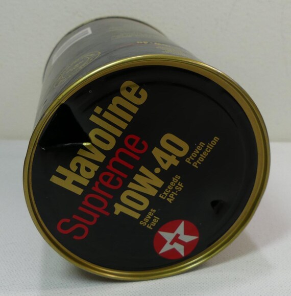 【ビンテージ　看板】　HAVOLINE MOTOR OIL ホーロー看板 Havoline Supreme 10W-40 Motor Oil One-quart Empty Can