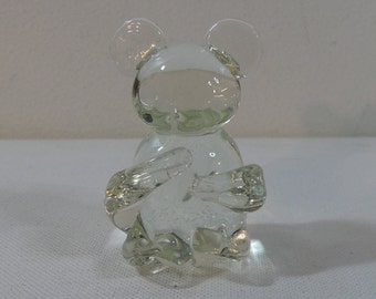 Vintage klare Glas Koala Bär Figur Briefbeschwerer