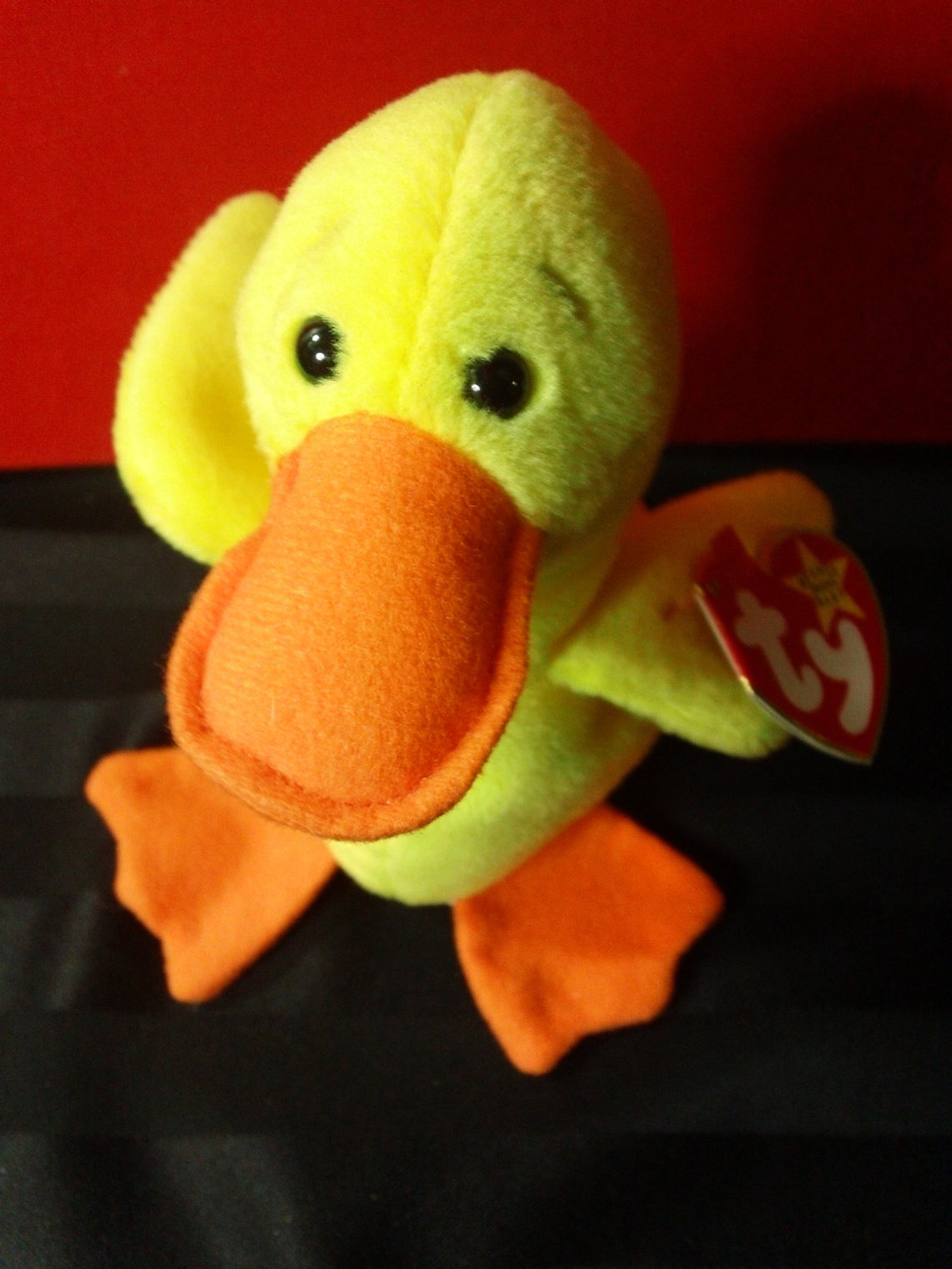 Quackers Ty Beanie Babies Plush Yellow Duck With Wings Etsy