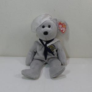 Ronnie ~ Ty Beanie Babies Plush U.S.S. Ronald Reagan Sailor Bear #40015 ~ vintage Collectible Stuffed Animal Toy with Tags