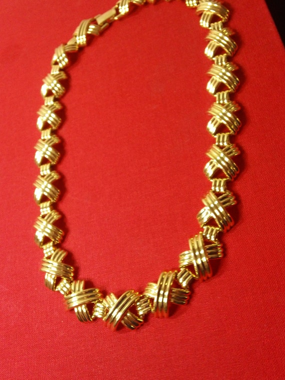 Napier Gold Tone Braided Chain Necklace