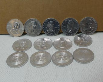 Vintage 1968 Shell Oil Mr President Coin Game - 13 different Presidential coins
