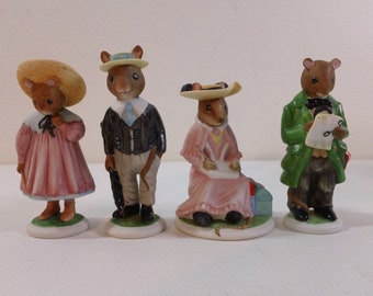 Vintage 1985 Franklin Mint Porcelain Woodmouse Family figurine ~ Choose One: Amelia, Professor Plum or Wilfred