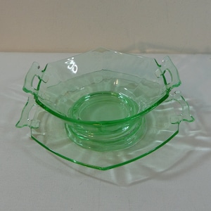 Vintage Imperial Glass Light Green Molly # 725 Muster Mayonnaise Schale & Unterteller