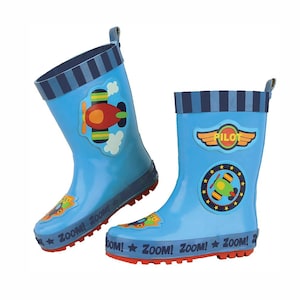 Kids Airplane Rain boots Size 9 or 10 / CLOSE OUT - Limited Stock