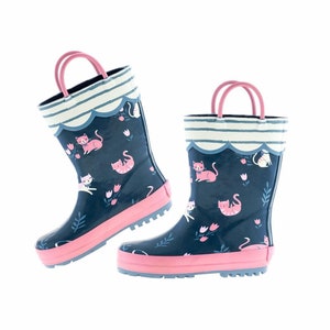 Kids CAT Rain Boots or Umbrella / Girls Cat Pattern Rubber Boots