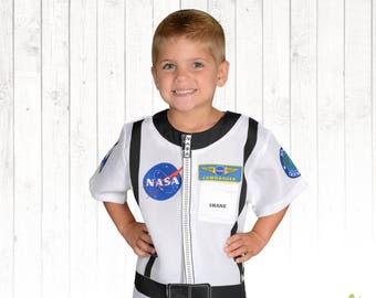 Astronaut Halloween Kids Costume Kids Personalized Astronaut Shirt Kids Dress Up Career Day Costume Space Suit Halloween Costume