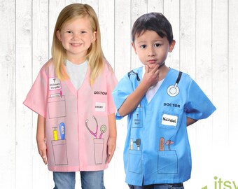 Kids Doctor Costume Kids Halloween Costume Personalized Career Day Outfit Kids Dress Up Kids Doctor Uniform Halloween Costume Girl Costume