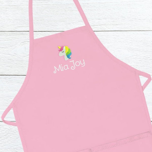 Personalized UNICORN Apron for Kids / Custom Embroidered Kids Apron