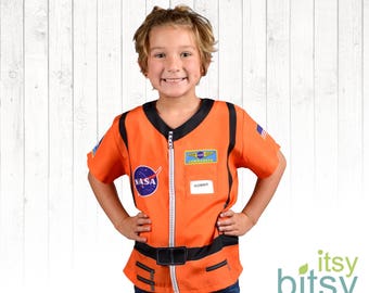 Astronaut Halloween Kids Costume Kids Personalized Astronaut Shirt Kids Dress Up Career Day Costume Space Suit Halloween Costume