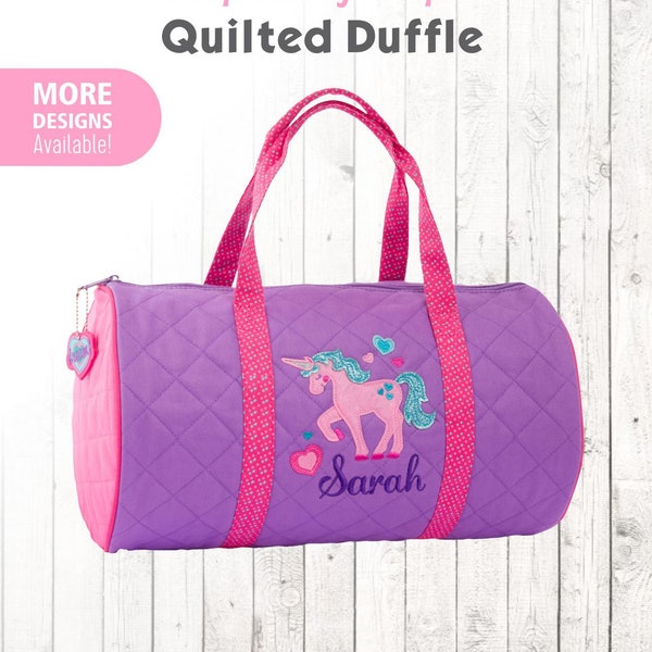 Personalized Unicorn Duffle Bag, Stephen Joseph Quilt Duffel, Embroidered Childrens Duffel, Monogrammed Duffel, Toddler Unicorn Duffel
