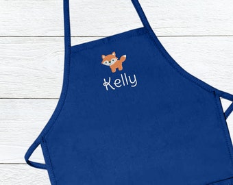 Personalized FOX Apron for Kids / Custom kids Apron with Embroidered name