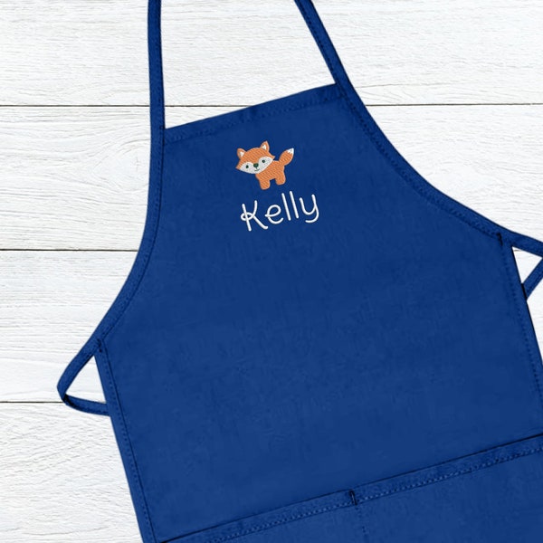 Personalized FOX Apron for Kids / Custom kids Apron with Embroidered name