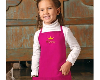 Personalized CROWN Apron for Kids / Custom Princess Apron with Embroidered Name