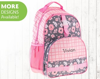 Floral Backpack Personalized with Embroidered Name / Optional matching Lunchbox / Monogrammed School Bag