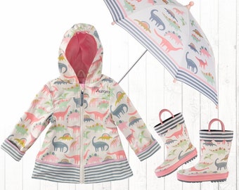 Kids Pink Dinosaur Raincoat and 