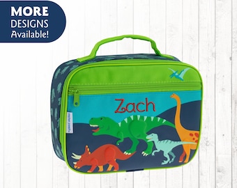 Personalized Dinosaur Lunch Box Embroidered with Child's Name, Stephen Joseph Brand Dinosaur Lunch Bag for Boy