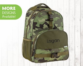 CAMO Backpack Personalized with Embroidered Name / Optional matching Camouflage Lunchbox / Monogrammed School Bag