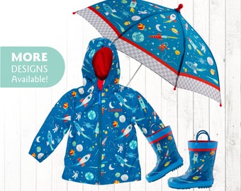 Close out - Spaceship Raincoat Personalized with embroidered name / Sold Separately - Raincoat Rain boots & Umbrella