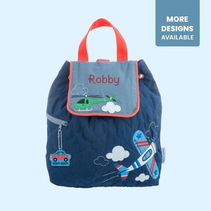 Airplane Helicopter Toddler Backpack Personalized / Stephen Joseph Quilted Backpack with Embroidered Name