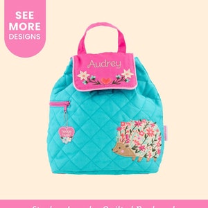 Hedgehog Toddler Backpack Personalized / Woodland Stephen Joseph Quilted Backpack with Embroidered Name
