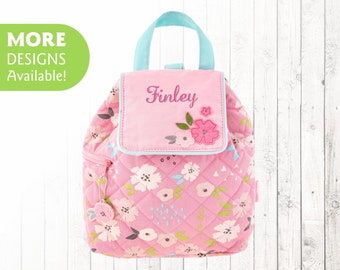 Floral Toddler Backpack Personalized / Stephen Joseph Quilted Backpack with Embroidered Name