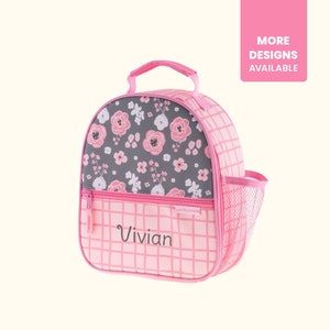 Boîte à lunch florale personnalisée avec nom brodé / sac à dos assorti en option