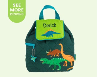 Personalized Children&#39;s Dinosaur Backpack, Stephen Joseph Quilted Backpack,  Toddler Backpack with Embroidered Name