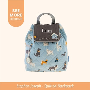 Children&#39;s Dog Backpack Personalized / Stephen Joseph Quilted Backpack / Toddler Backpack with Embroidered Name