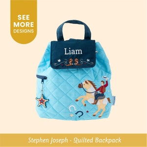 Children&#39;s Cowboy Western Backpack Personalized / Stephen Joseph Quilted Backpack / Toddler Backpack with Embroidered Name
