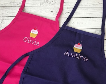 Personalized Cupcake Apron for Kids / Custom Kids Apron Embroidered with Name