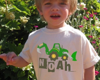 Personalized Backhoe Tractor Shirt, Construction Birthday Tee