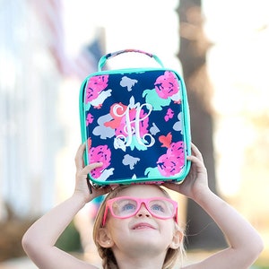 Bright Floral Insulated Lunchbox Personalized with embroidered Name / Closeout Pattern