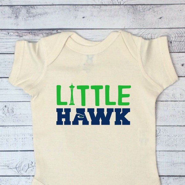 Seahawks Baby One piece, Little Hawk, Football One Piece, Baby Football Bodysuit, Seahawks Baby, Seattle Football Baby
