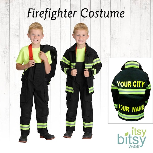 Halloween Costume Kids Firefighter Costume Personalized Fireman Outfit Halloween Costume Boys Firefighter Kids Dress Up Career Day Costume