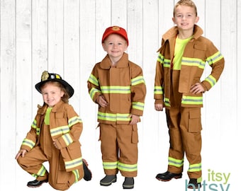 Halloween Costume Kids Firefighter Costume Personalized Fireman Outfit Halloween Costume Boys Firefighter Kids Dress Up Career Day Costume